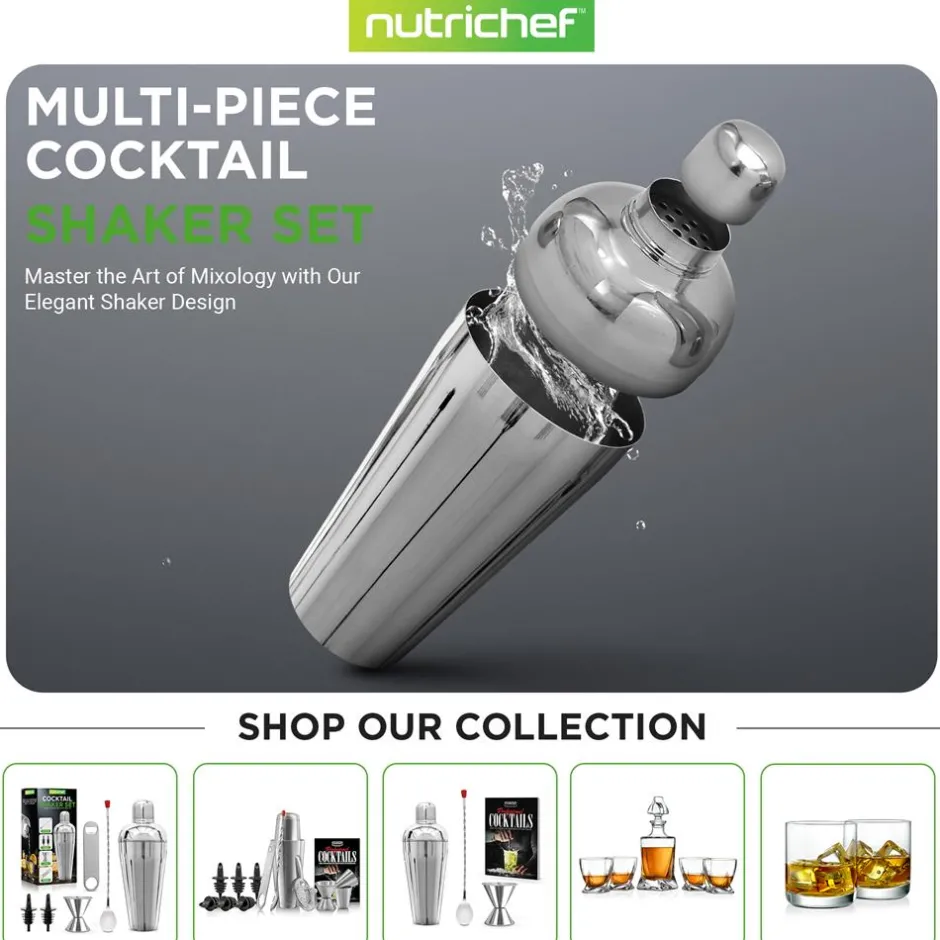 7-Piece Bartender Set - Create Cocktails - Stainless Steel, Dishwasher Safe<NutriChef Online