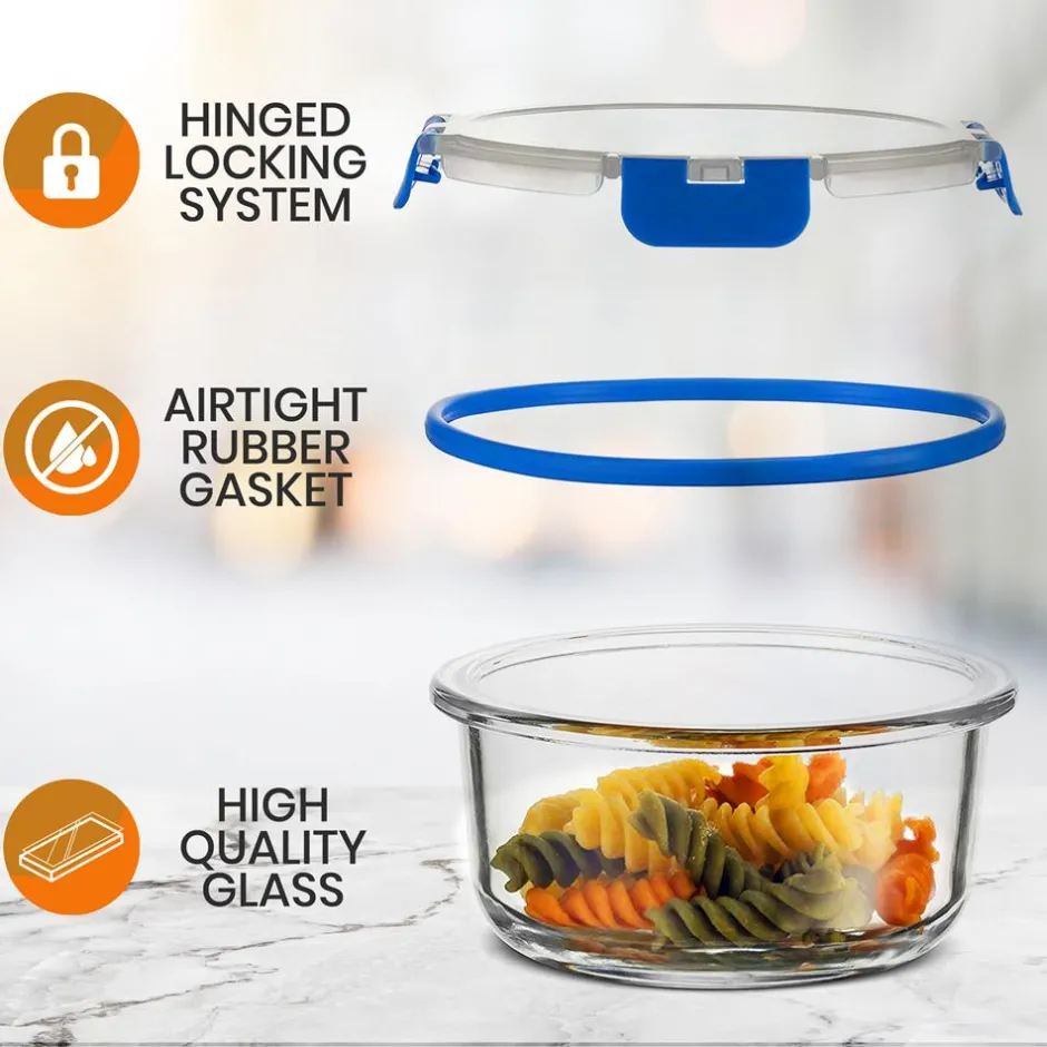 24-Piece Glass Food Storage Set, Airtight Leak-Proof, Blue<NutriChef Sale