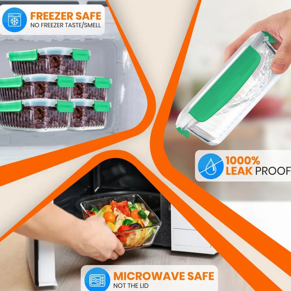 10-Piece Glass Food Storage Set - Leakproof Airtight Lids, Oven Safe<NutriChef Clearance