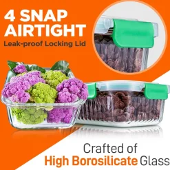 10-Piece Glass Food Storage Set - Leakproof Airtight Lids, Oven Safe<NutriChef Clearance