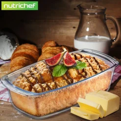 6-Piece Glass Loaf Pan Set - Airtight Lids, Stackable, Oven Safe, Clear<NutriChef Outlet