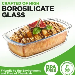 4-Piece Glass Loaf Pan Set, Airtight, High Borosilicate, Clear<NutriChef
