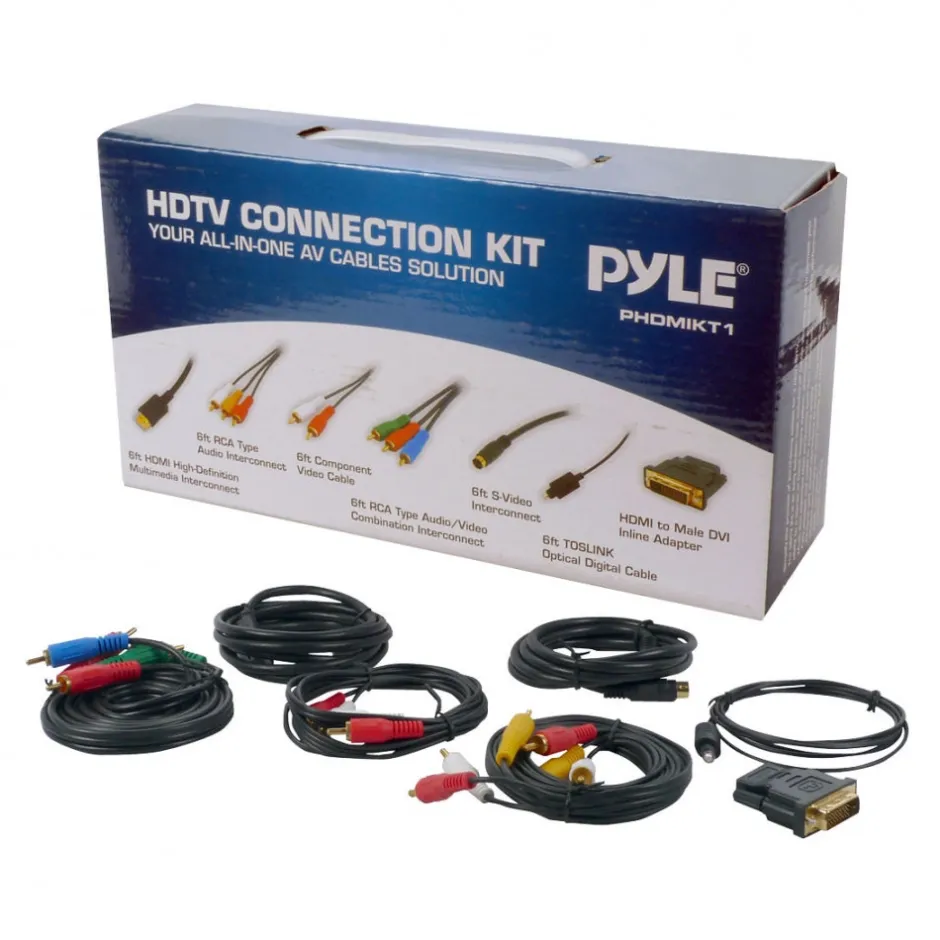 7-Piece HDTV Audio/Video Cable Kit, Gold Plated, Gift Box<Pyle Hot