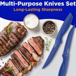 8-Piece Kitchen Knife Set - Long-Lasting Stainless Steel Blades, Blue<NutriChef Best