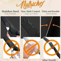 17-Piece Kitchen Knife Set - Precision Cutting - Stainless Steel - Acrylic Stand<NutriChef Hot