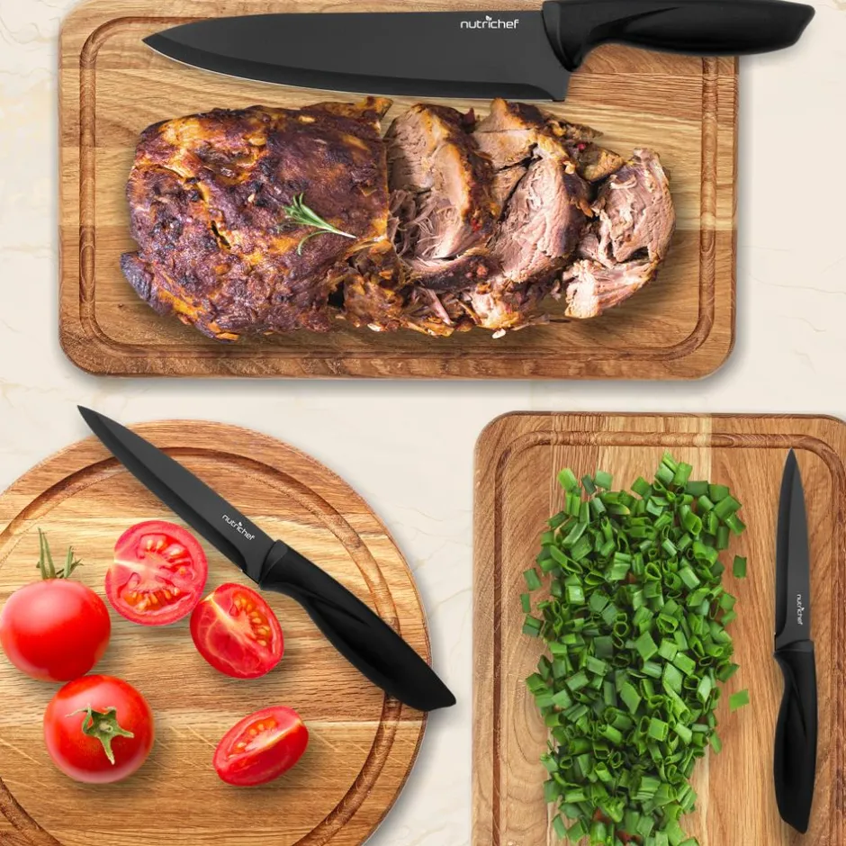 17-Piece Kitchen Knife Set - Precision Cutting - Stainless Steel - Acrylic Stand<NutriChef Hot