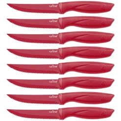 8-Piece Kitchen Knife Set, Unbreakable Stainless Steel, Red<NutriChef