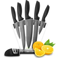 7-Piece Knife Set for Precision Cutting, Stainless Steel, Acrylic Stand<NutriChef Hot