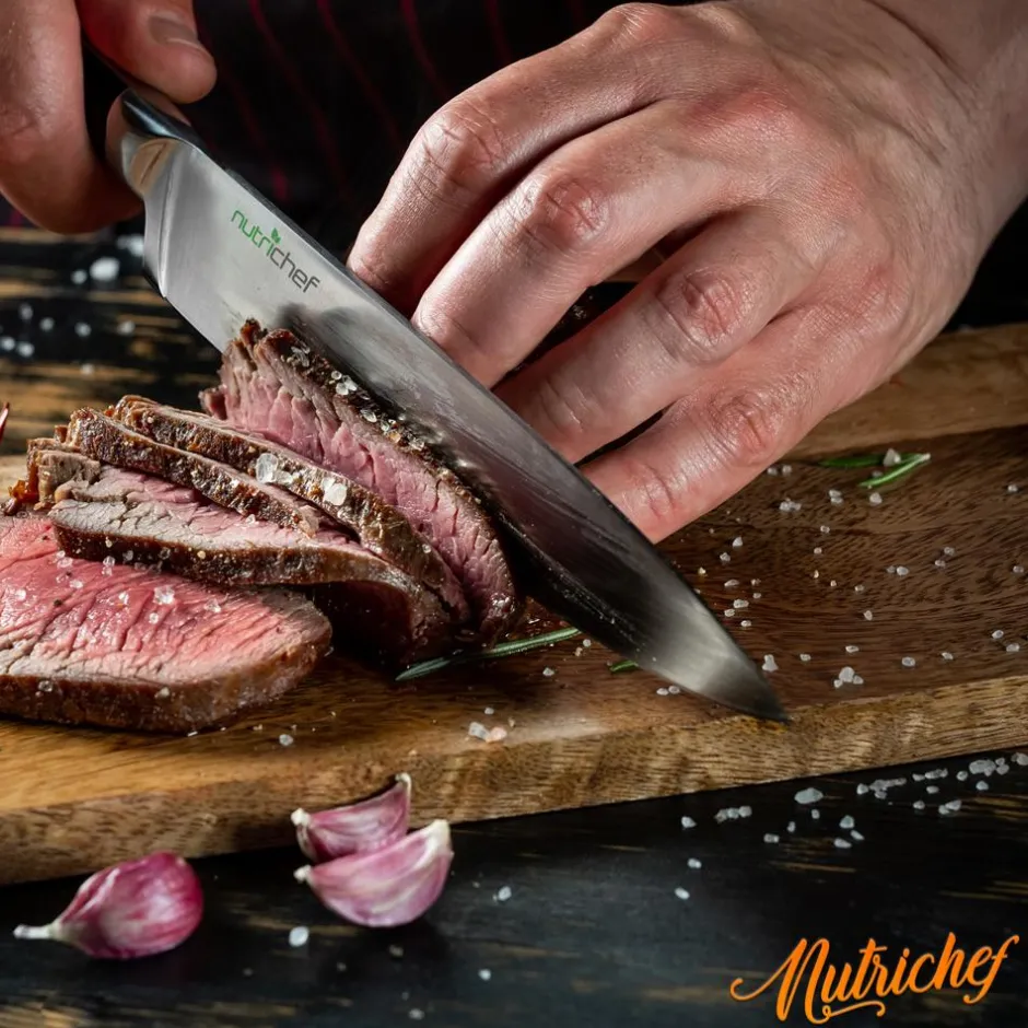 13-Piece Knife Set with Block, Precision German Steel, Built-In Sharpener<NutriChef Discount