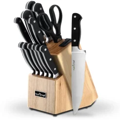13-Piece Knife Set with Block, Precision German Steel, Built-In Sharpener<NutriChef Discount