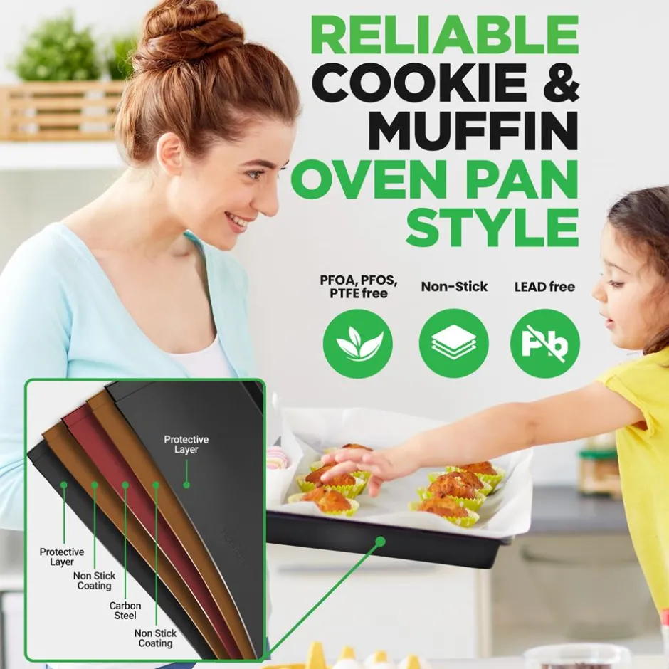10-Piece Nonstick Bakeware Set - Easy Release Carbon Steel, Gray<NutriChef Clearance
