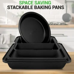 10-Piece Nonstick Bakeware Set - Easy Release Carbon Steel, Gray<NutriChef Clearance