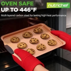 3-Piece Nonstick Bakeware Set - Flexible Carbon Steel, Silicone Handles<NutriChef Hot