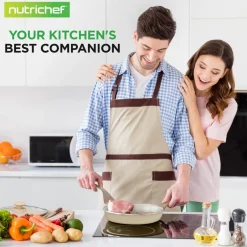 54-Piece Non-Stick Cookware Set, Even Heat Ceramic Coating, Taupe Brown<NutriChef Best