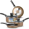 6-Piece Nonstick Cookware Set - Even Heat, Durable Coating, Gold<SereneLife Clearance