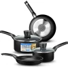 6-Piece Nonstick Cookware Set - Even Heat, Durable Coating, Black<SereneLife