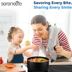 6-Piece Nonstick Cookware Set - Even Heat, Durable Coating, Black<SereneLife