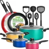 15-Piece Non-Stick Cookware Set, Even Heat, Colorful Lacquer Finish<NutriChef Online
