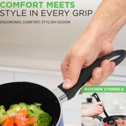 15-Piece Non-Stick Cookware Set, Even Heat, Colorful Lacquer Finish<NutriChef Online