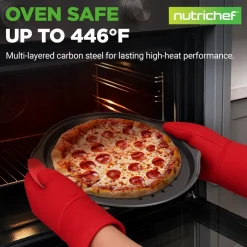 2-Piece Nonstick Pizza Tray Set, Easy Release, Carbon Steel, Gray<NutriChef Hot