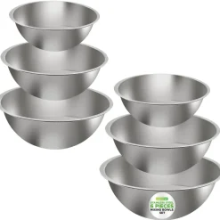 6-Piece Stainless Steel Mixing Bowls Set - Stackable, Dishwasher Safe<NutriChef Clearance
