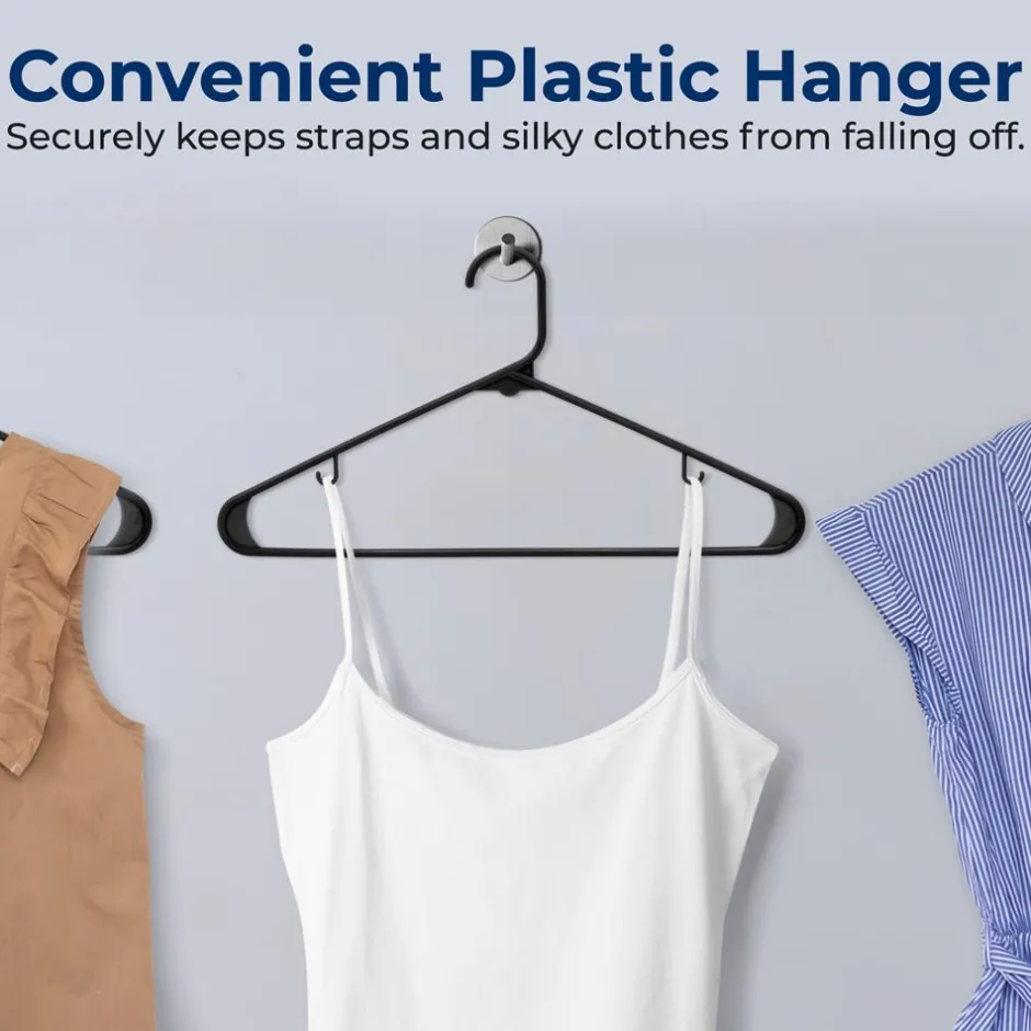 Plastic Hangers 10 Pack - Space-Saving, Non-Slip, Ultra-Thin, Black<SereneLife New