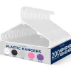 Plastic Hangers 200 Pcs, Durable Slip Design, Space-Saving, White<SereneLife New