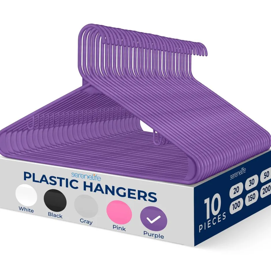 Plastic Hangers 10-Pack, Space-Saving Non-Slip Design, Purple<SereneLife Sale