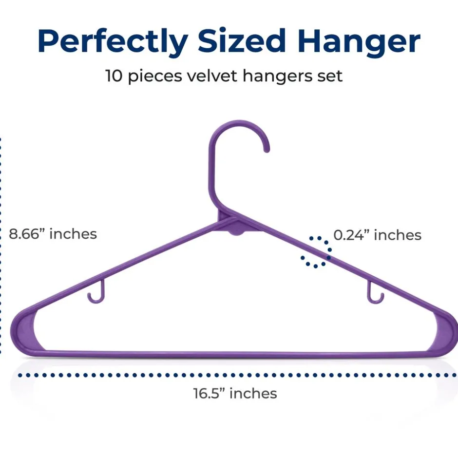 Plastic Hangers 10-Pack, Space-Saving Non-Slip Design, Purple<SereneLife Sale