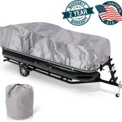 Pontoon Boat Cover 17'-20' Weatherproof Polyester Adjustable Fit<Pyle Online