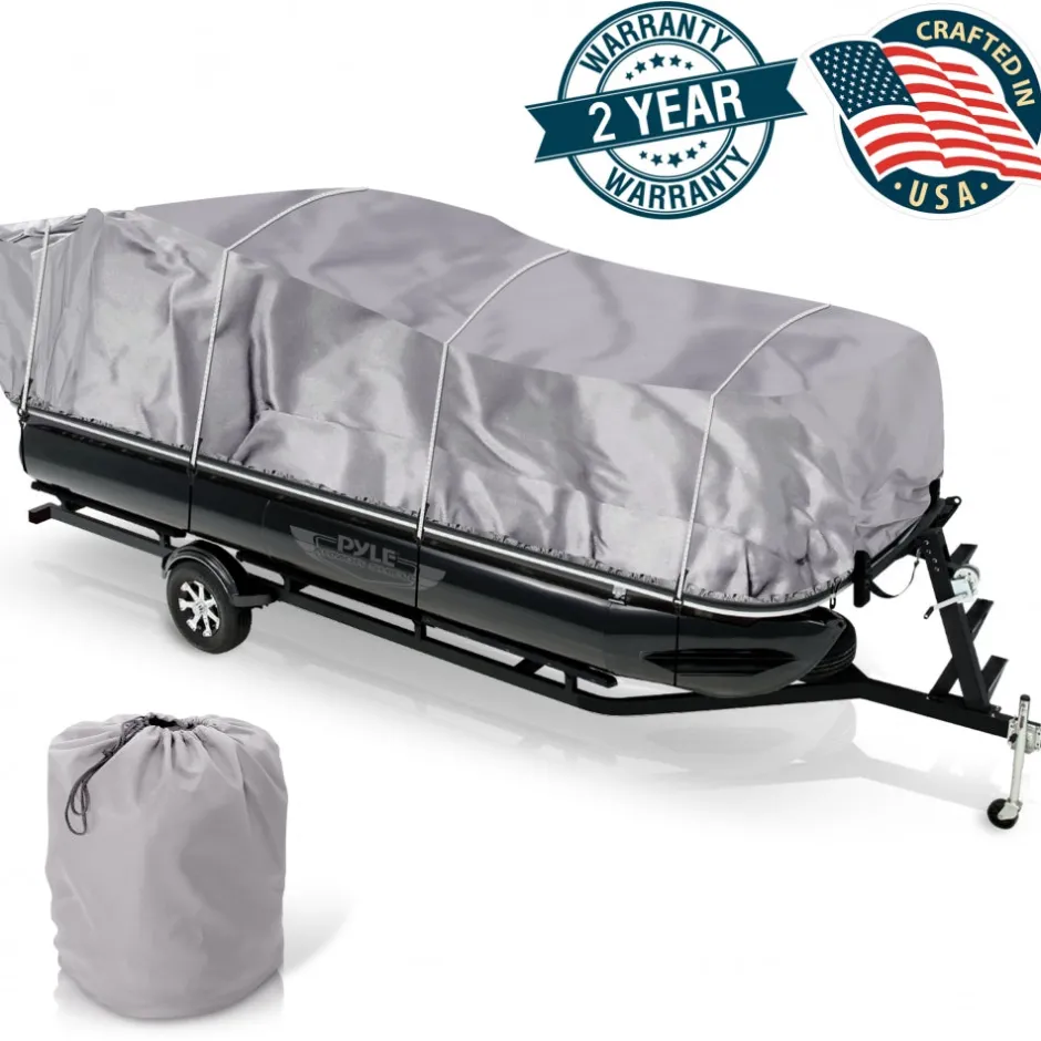 Pontoon Boat Cover 17'-20' Weatherproof Polyester Adjustable Fit<Pyle Online