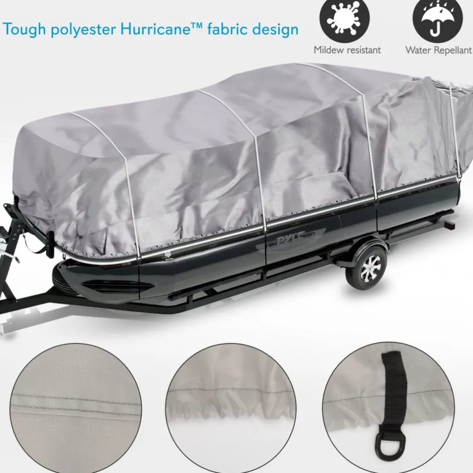 Pontoon Boat Cover 17'-20' Weatherproof Polyester Adjustable Fit<Pyle Online