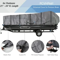 Pontoon Boat Cover, Sun Protection, Waterproof Marine Canvas, 21-24ft<Pyle Discount