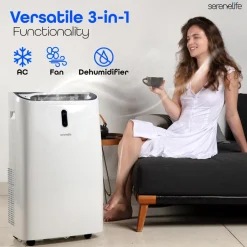 Portable Air Conditioner 12000 BTU Efficient Cooling White<SereneLife Outlet