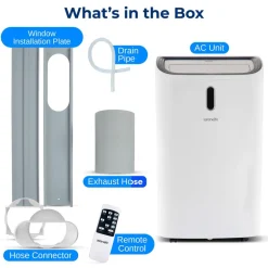 Portable Air Conditioner 12000 BTU Efficient Cooling White<SereneLife Outlet