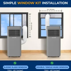 Portable Air Conditioner 8000 BTU Efficient Cooling Gray with Remote<SereneLife Best