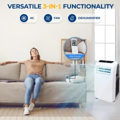 Portable Air Conditioner 10,000 BTU Efficient Cooling Dehumidifier White<SereneLife Outlet