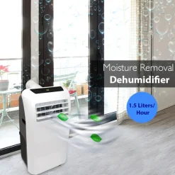 Portable Air Conditioner 10,000 BTU Efficient Cooling Dehumidifier White<SereneLife Outlet