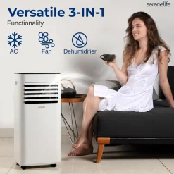 Portable Air Conditioner 10000 BTU Efficient Cooling Dehumidifier White<SereneLife Discount