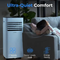 Portable Air Conditioner 10000 BTU Efficient Cooling Dehumidifier White<SereneLife Discount