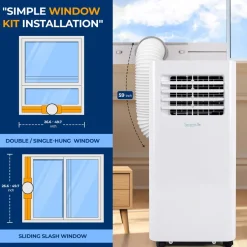 Portable Air Conditioner 8,000 BTU WiFi Dehumidifier, Remote, White<SereneLife Discount