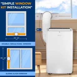 Portable Air Conditioner 14,000 BTU Efficient Cooling Dehumidifier White<SereneLife
