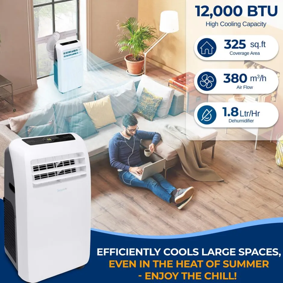 Portable Air Conditioner 12,000 BTU Efficient Cooling/Heating, White<SereneLife Outlet