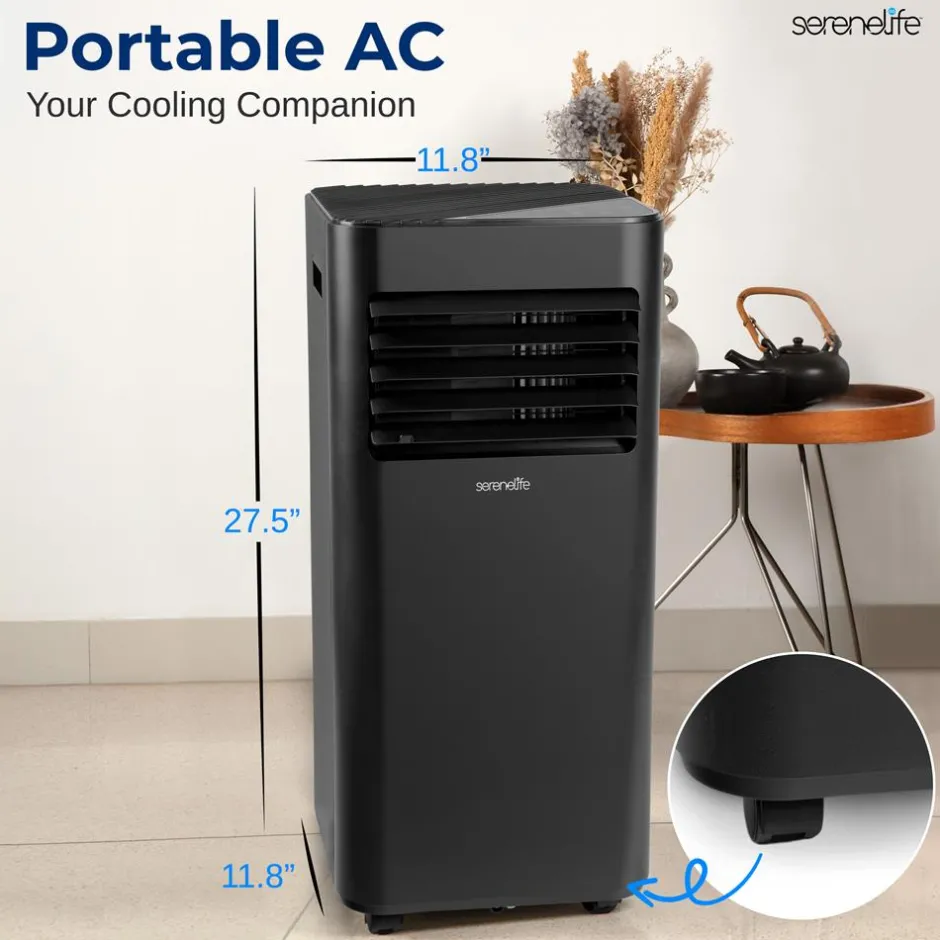 Portable Air Conditioner 8000 BTU Efficient Cooling Dehumidifier White<SereneLife Hot