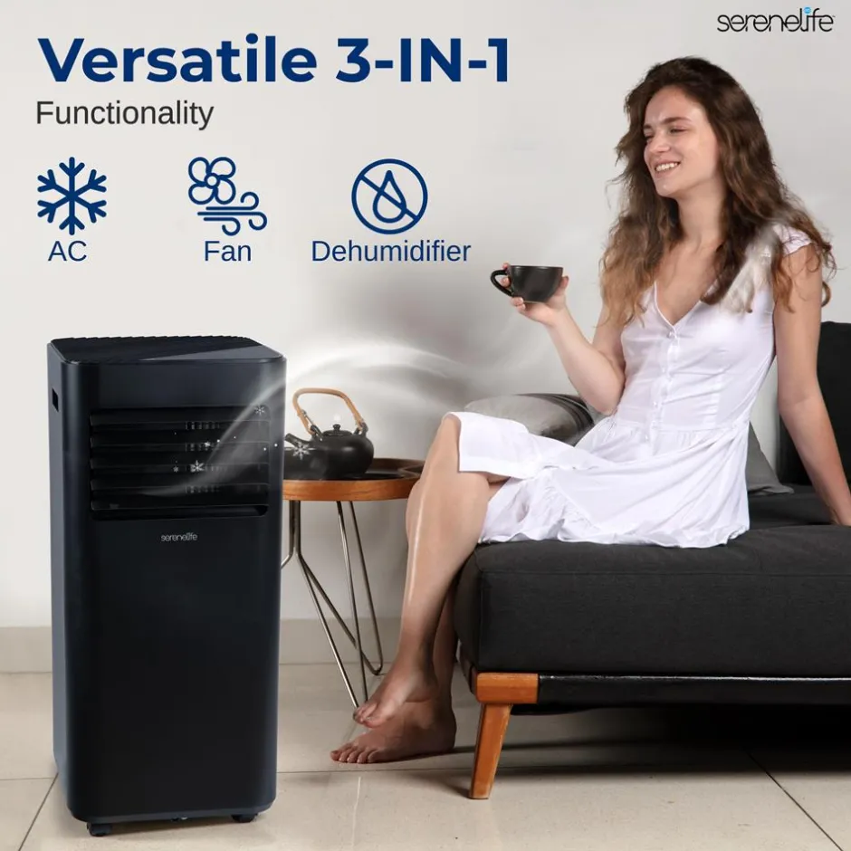 Portable Air Conditioner 10000 BTU Efficient Cooling Compact White<SereneLife