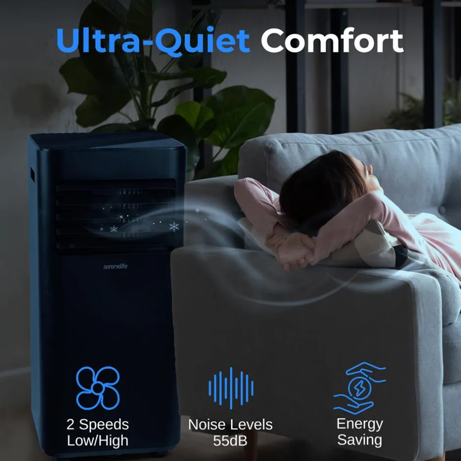 Portable Air Conditioner 10000 BTU Efficient Cooling Compact White<SereneLife