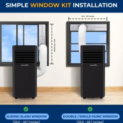 Portable Air Conditioner 10000 BTU Efficient Cooling Compact White<SereneLife