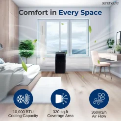 Portable Air Conditioner 10000 BTU Efficient Cooling Compact White<SereneLife