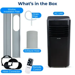 Portable Air Conditioner 10000 BTU Efficient Cooling Compact White<SereneLife