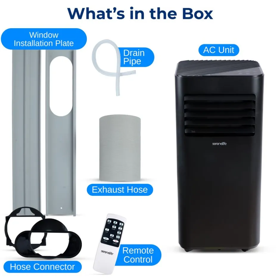 Portable Air Conditioner 10000 BTU Efficient Cooling Compact White<SereneLife